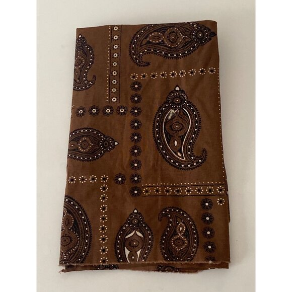 VTG Fabric Bandana Print Style Orange BrownQuilting Sewing Cloth Arts Crafts Rem - Picture 4 of 11